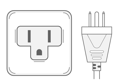 Type B power plug and socket