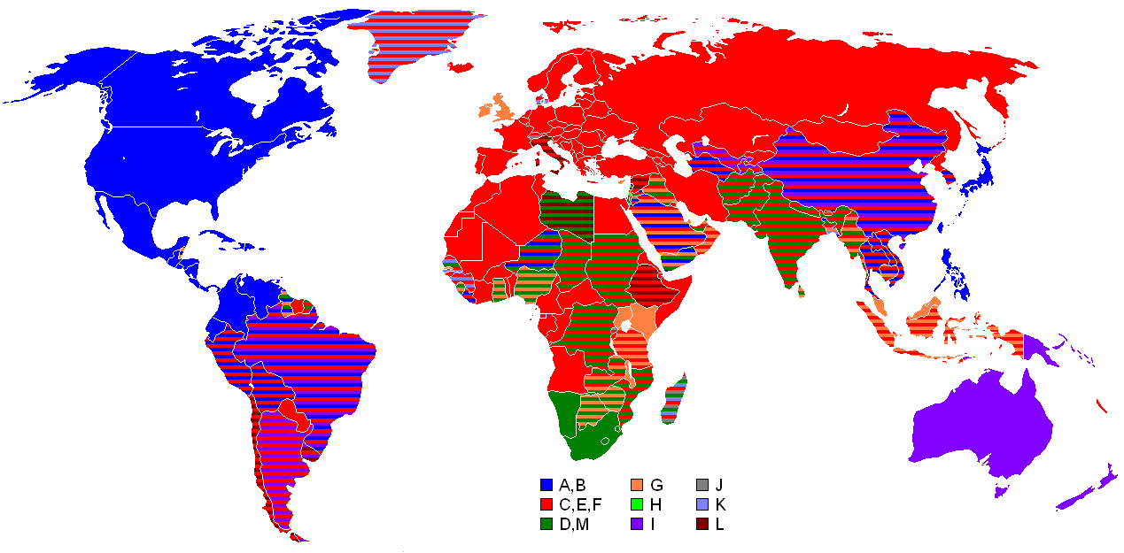 Plugs and outlets around the world